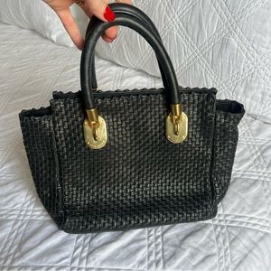 Cole Haan Black Woven Leather Handbag